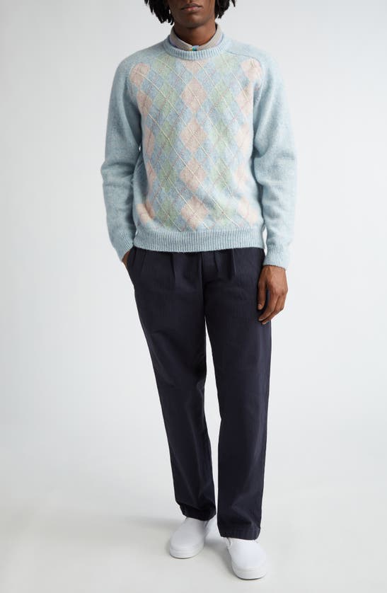 Noah Double Pleat Cotton Herringbone Pants In Navy