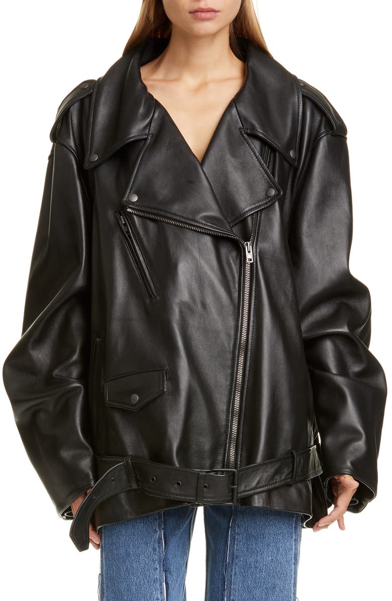 Maison Margiela Oversize Lightweight Leather Moto Jacket