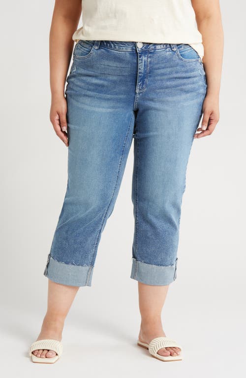 Wit & Wisdom 'Ab'Solution Cuff Straight Leg Jeans Mid Blue Vintage at Nordstrom,