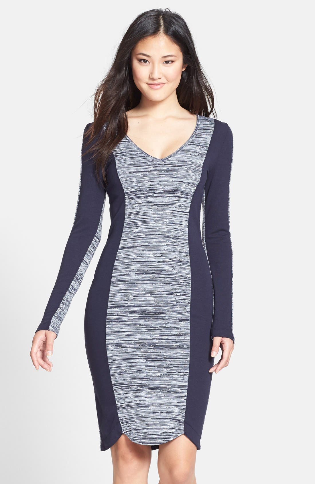 French Connection Scallop Hem Colorblock Jersey BodyCon Dress Nordstrom