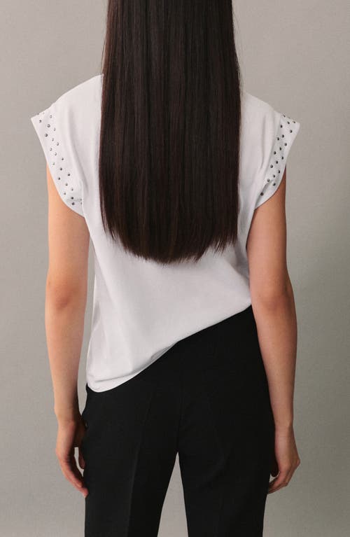 Mango Studded Sleeveless T-shirt White In White