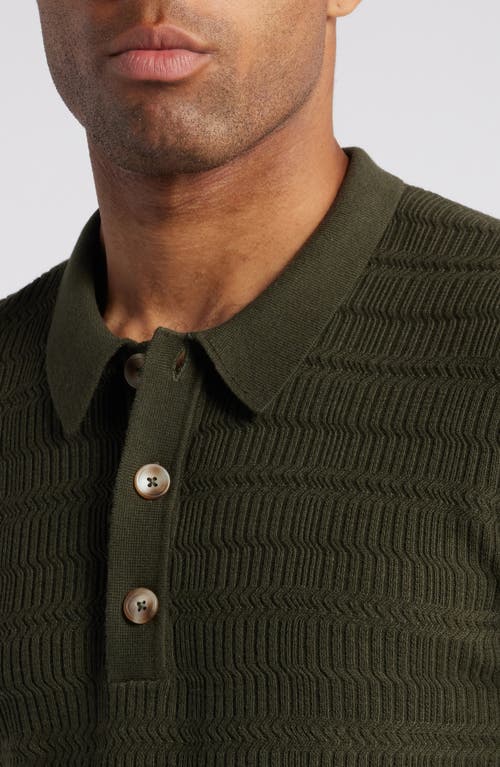 Shop Rails Nathan Short Sleeve Ribbed Polo Sweater In Ancient Olive