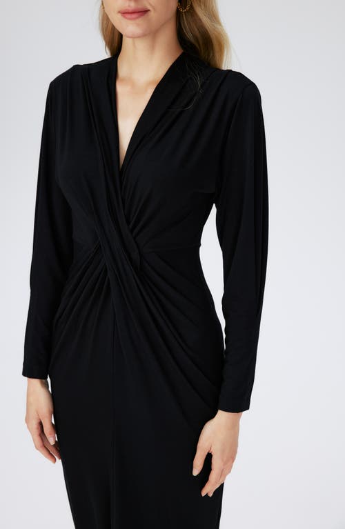 Shop Diane Von Furstenberg Sylvia Center Twist Long Sleeve Dress In Black