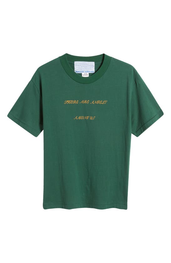 Shop Jungles Angels Among Us Embroidered Cotton Graphic T-shirt In Green