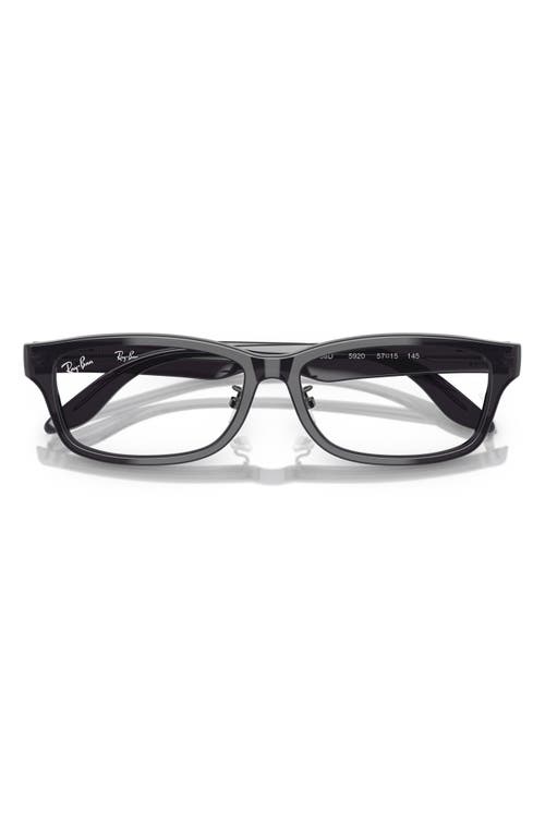 Ray Ban Ray-ban 57mm Rectangular Optical Glasses In Dark Grey