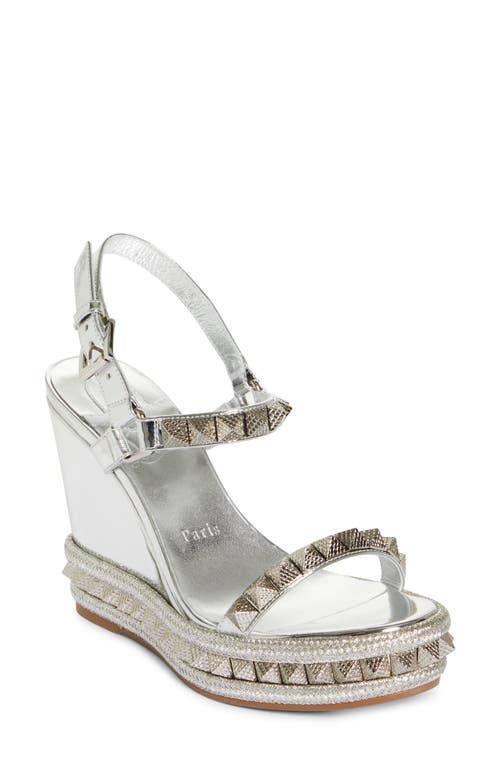 Christian Louboutin Pyraclou Espadrille Wedge Sandal Silver at Nordstrom,