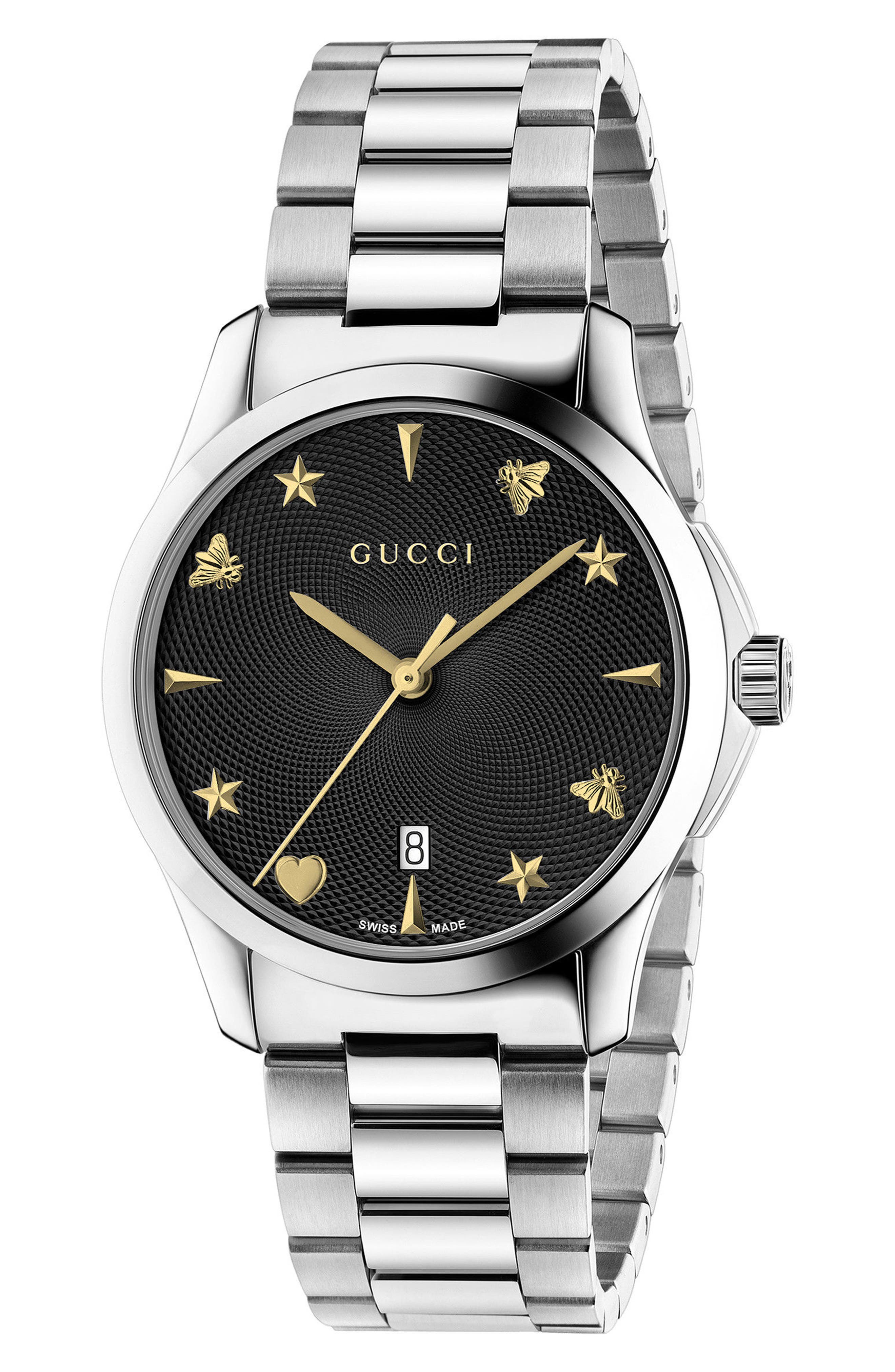Gucci G-Timeless Bracelet Watch, 38mm in Silver/Black/Silver at Nordstrom