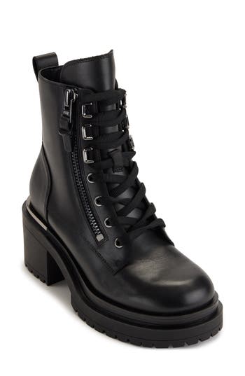 Dkny Phillipa Platform Combat Boot In Black