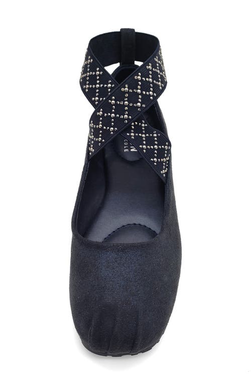 Reaction Kenneth Cole Elizabeth Elastic Strap Ballet Flat In Midnight Micro