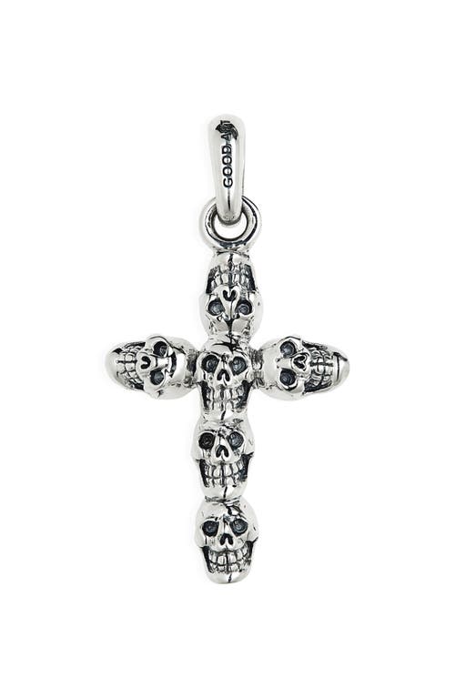 Men's Jack Skull Cross Pendant in Silver