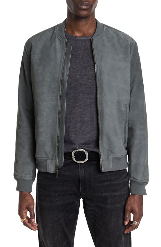 Shop John Varvatos Khai Suede Bomber Jacket In Blue Smoke