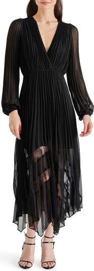 Steve Madden Ari Pleated Long Sleeve Chiffon Lace Dress Nordstrom