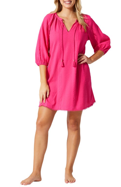 Tommy Bahama Tassel Cotton Seersucker Cover-up Dress In Passion Pink