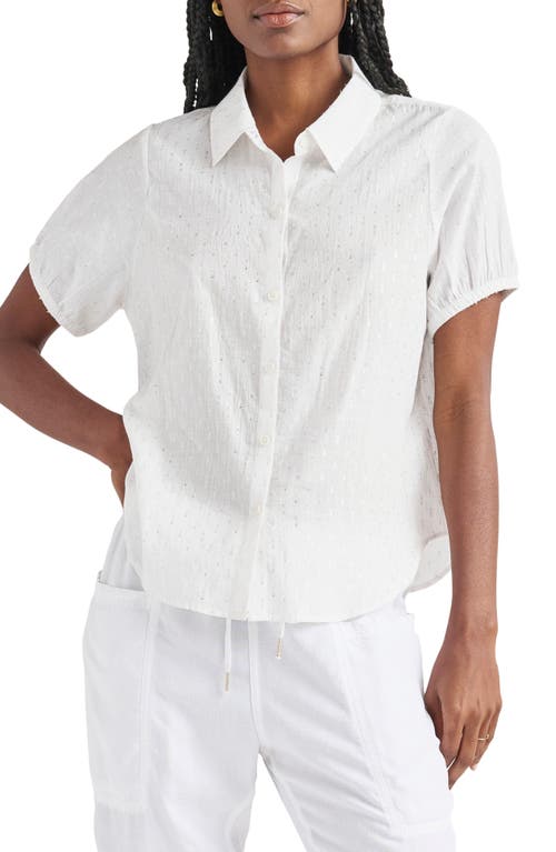 Splendid Molly Metallic Cotton Button-Up Shirt in White