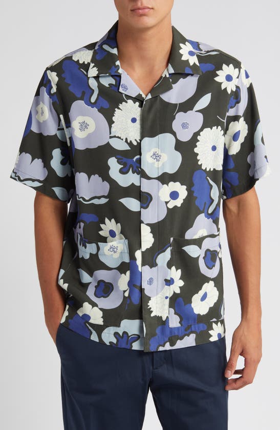 Shop Nn07 Hank 5719 Floral Print Button-up Camp Shirt In Rosin