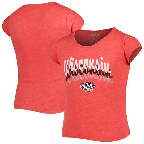 Girls Youth Garb Red Wisconsin Badgers Charlotte Tri-Blend T-Shirt