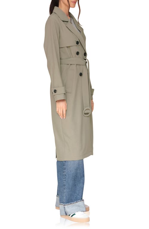 Shop Avec Les Filles Relaxed Fit Button Back Trench Coat In Sage