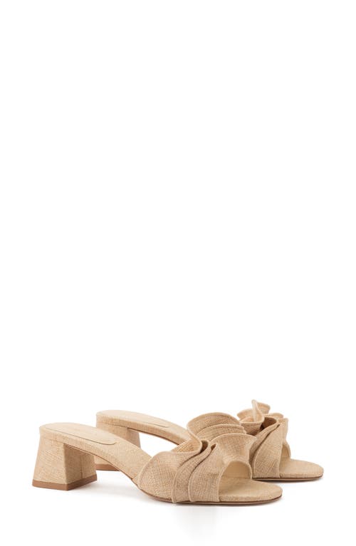 Shop Larroude Larroudé Brigite Ruffle Raffia Sandal In Beige/beige