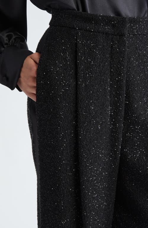 Shop Max Mara Navigli Sequin Stretch Virgin Wool Bouclé Trousers In Black