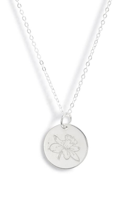 Birth Flower Necklace in Sterling Silver - March
