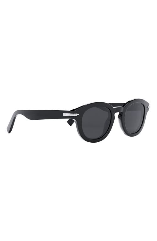 Shop Dior 'blacksuit R5i 48mm Round Sunglasses In Shiny Black/smoke