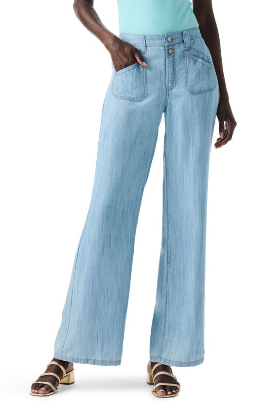 Shop Nic + Zoe Nic+zoe Drapey Wide Leg Jeans In Mid Wash