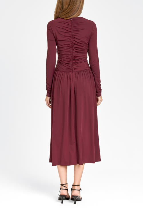 Shop Wayf Pippa Center Ruched Long Sleeve Knit Dress In Aubergine