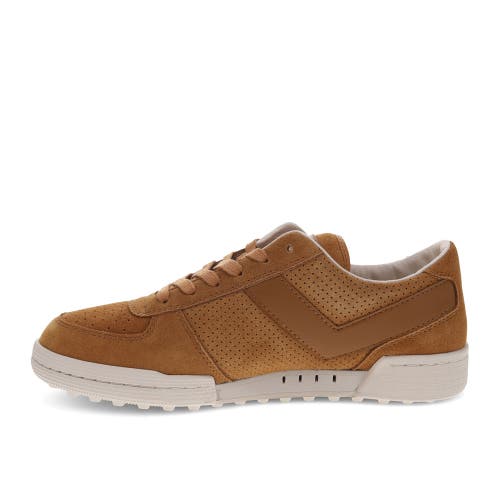 Pony Mens Linebacker Lux Genuine Leather And Suede Premium Lace Up Athletic Sneaker Shoe In Tan/off White