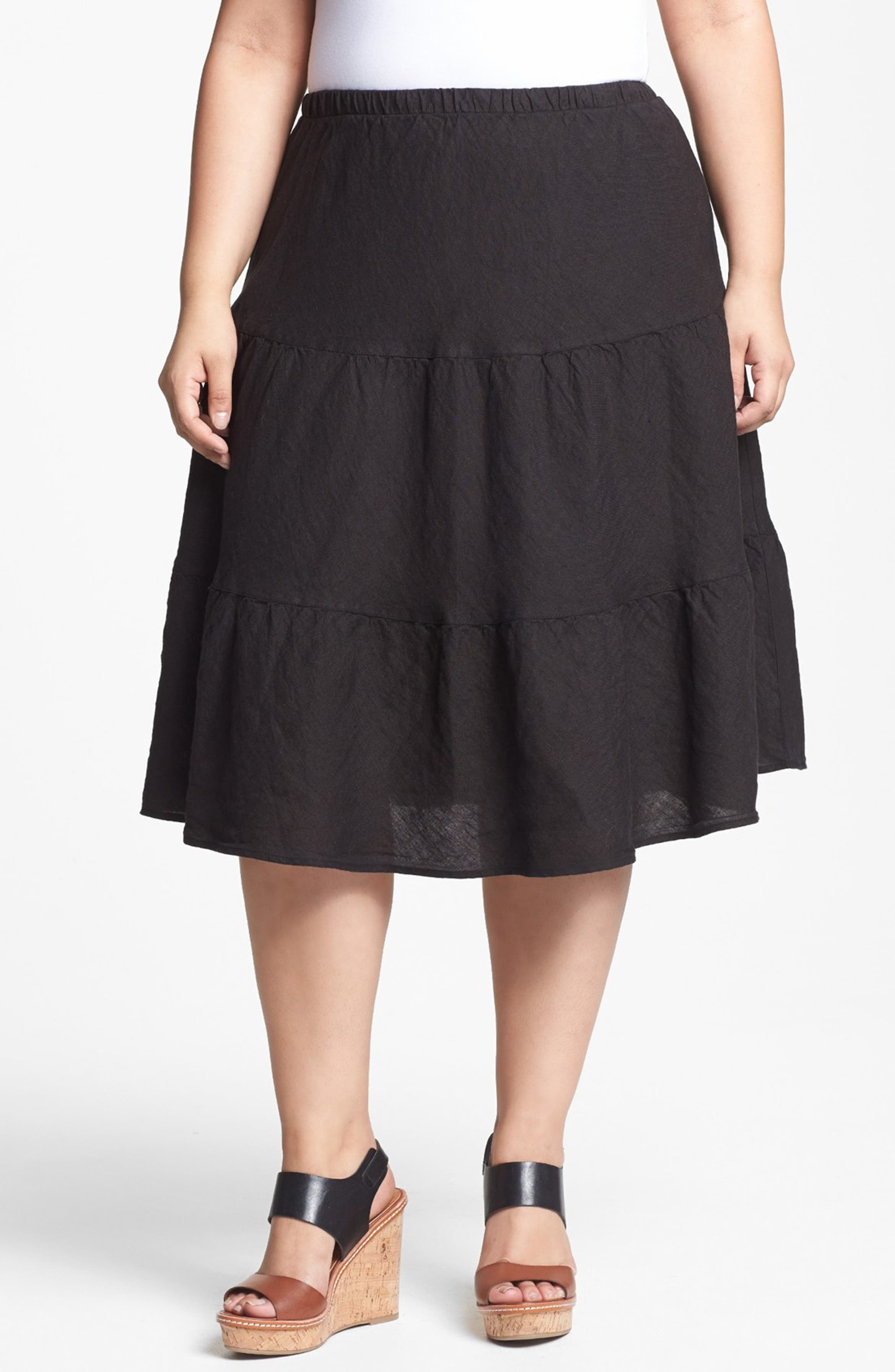 Allen Allen Tiered Linen Skirt (Plus Size) | Nordstrom
