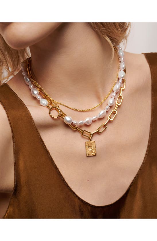 Monica Vinader Nura Reef Irregular Freshwater Pearl Necklace In 18ct Gold Vermeil / Pearl