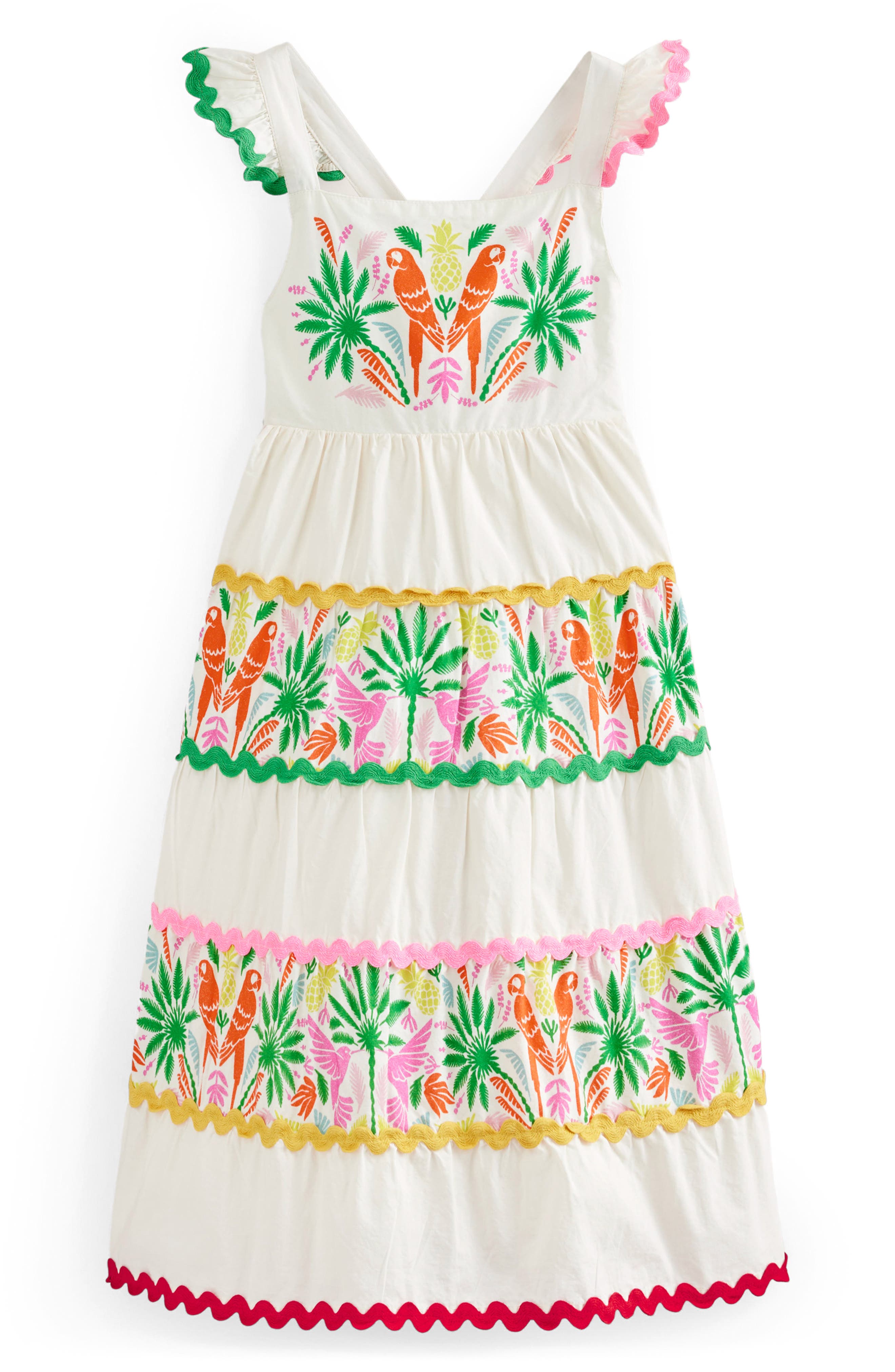 Nordstrom Mini Boden Kids' Tiered Cotton Sundress Multi Rainbow Palm at  Nordstrom, | The Summit