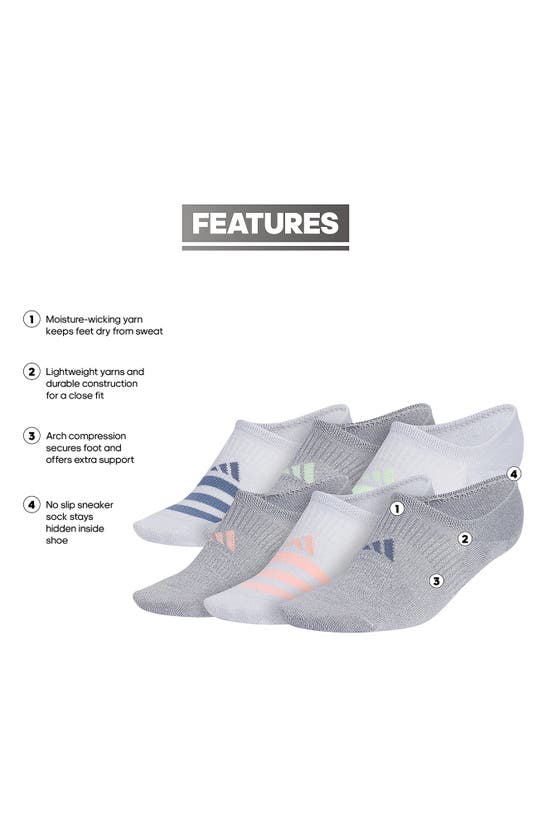 Shop Adidas Originals Superlite Pack Of 6 No-show Socks In White/ Black/ Grey