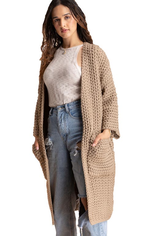 Saachi Knit Open Front Cardigan In Taupe