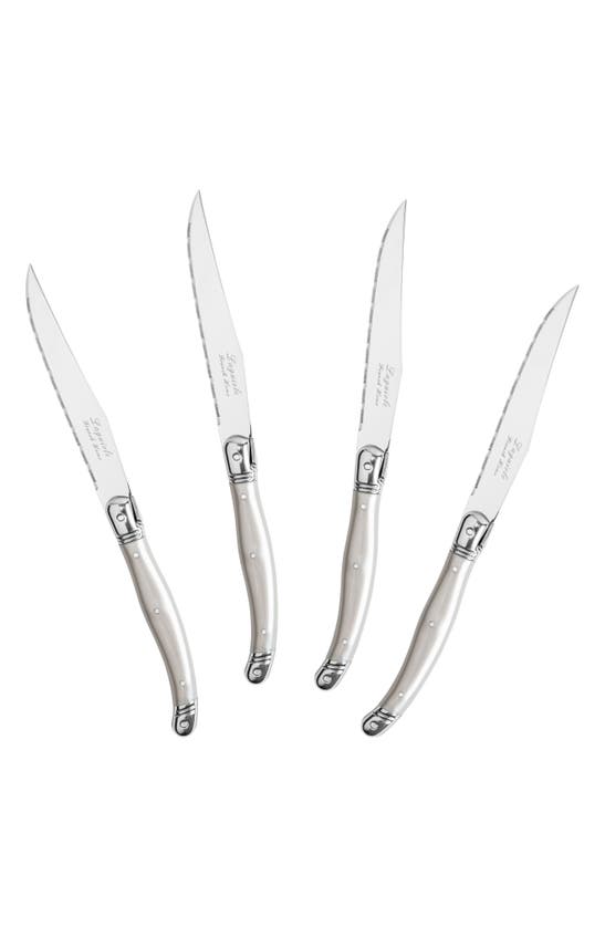 French Home Set Of 4 Laguiole Steak Knives In Pewter