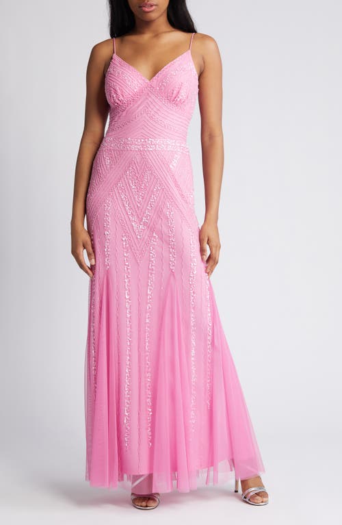 Gatsby Beaded A-Line Gown in Pink