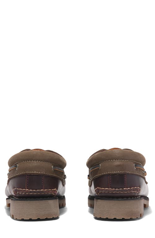 Timberland Authentic Boat Shoe In Burgundy Full Grain