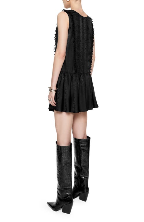 Rebecca Minkoff Valerie Lace Trim Sleeveless Silk Blend Minidress In True Black