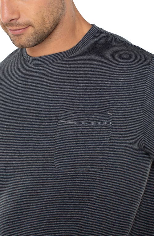 Shop Liverpool Feeder Stripe Pocket T-shirt In Grey/blue Stripe