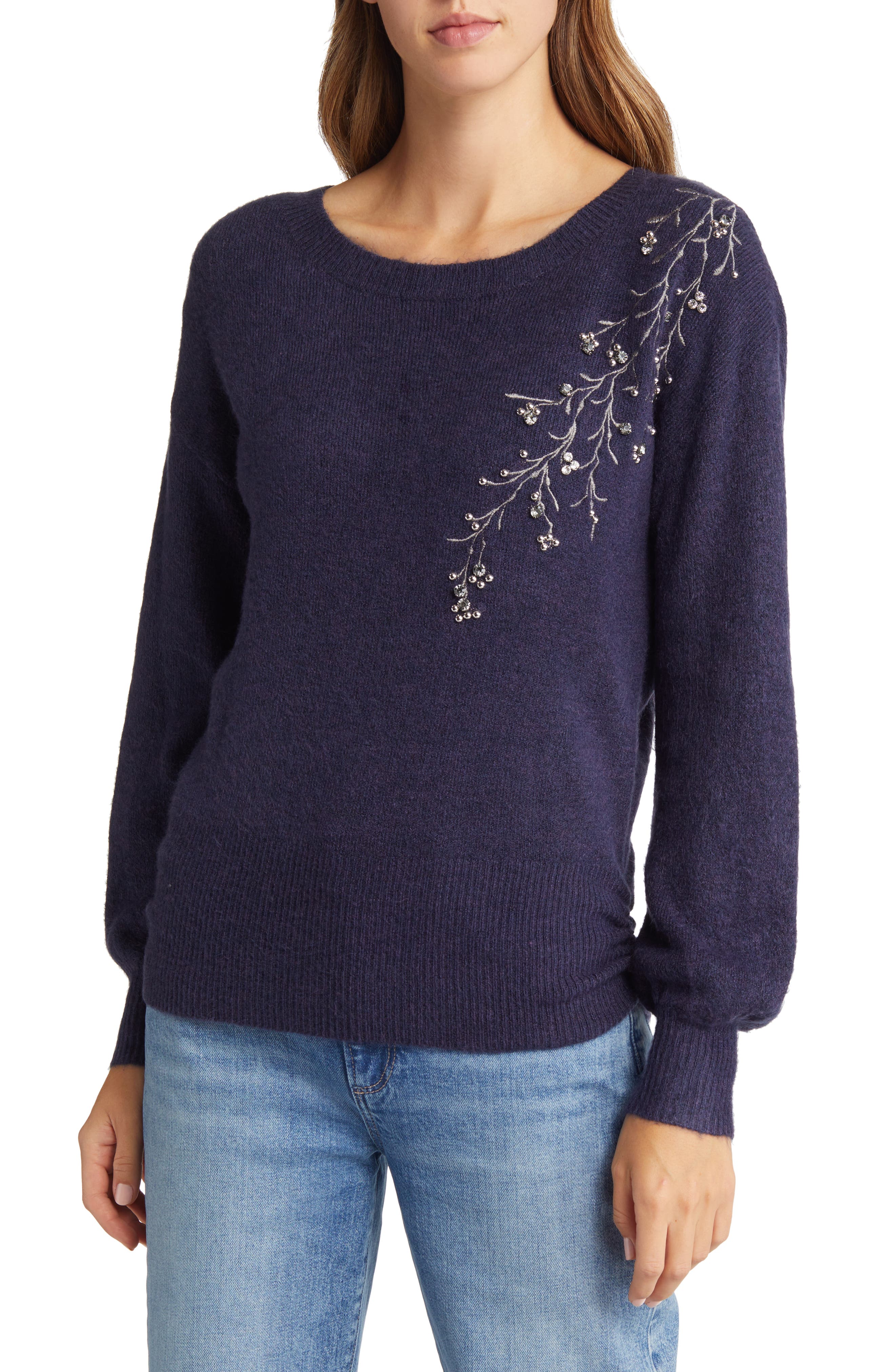 navy blue dressy sweater