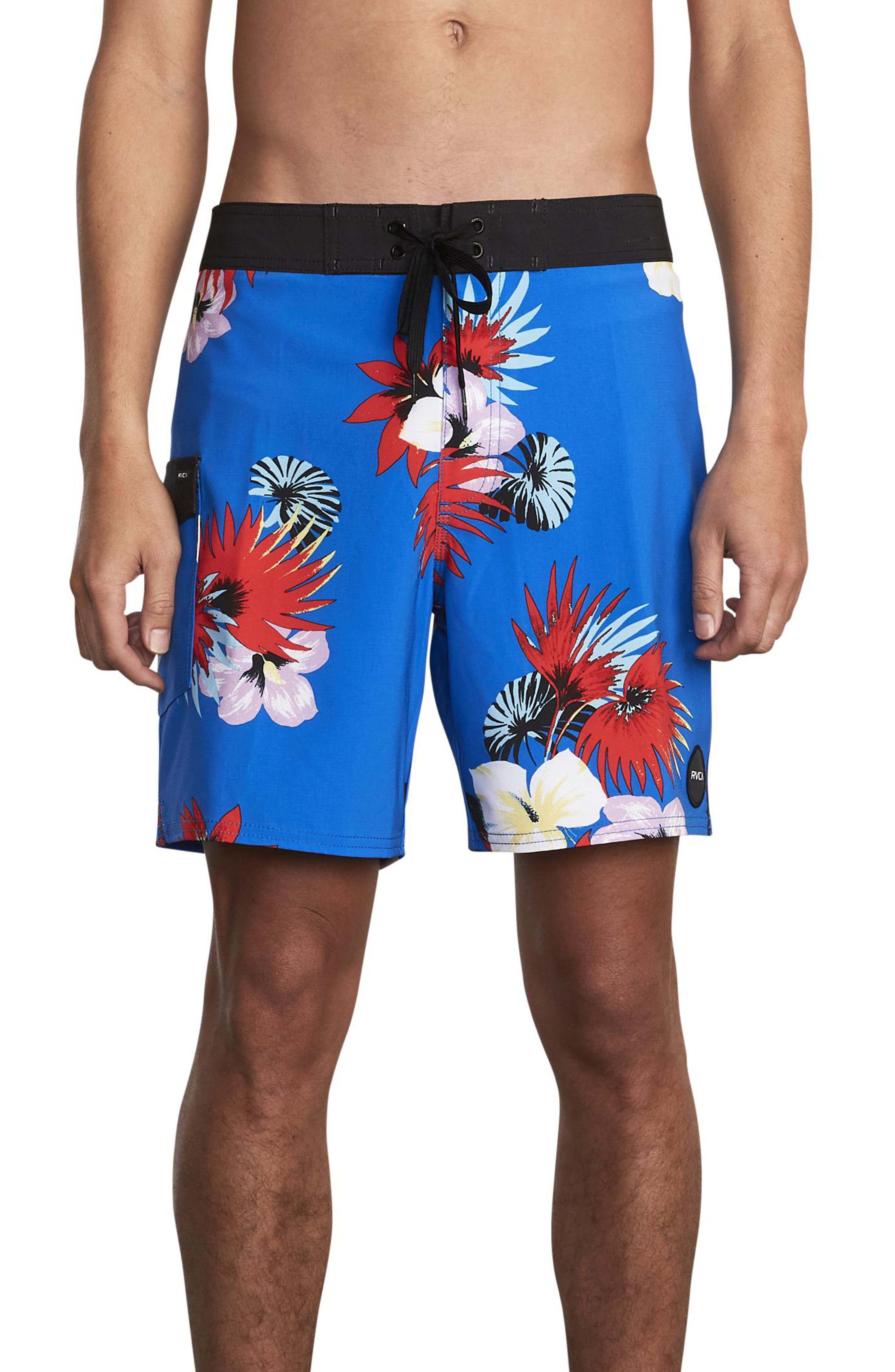 Rvca Higgins Print Board Shorts, Blue