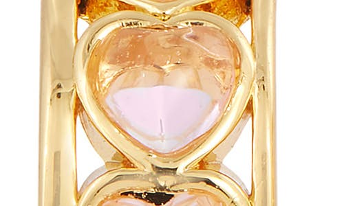 Savvy Cie Jewels Cubic Zirconia Cabochon Heart Huggie Hoop Earrings In Yellow