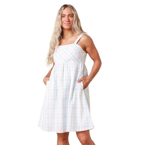 Women's Organic Sleeveless Seersucker Sundress in Easter Check