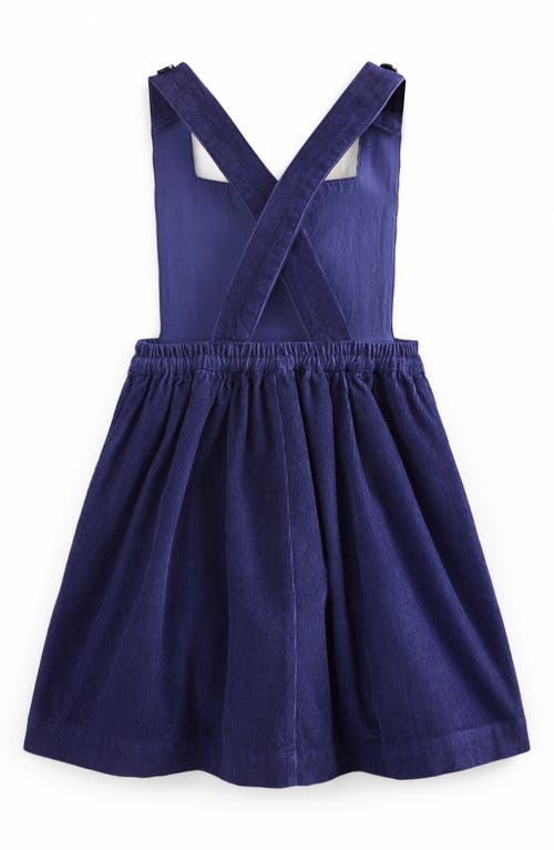 Shop Mini Boden Kids' Apple Appliqué Cotton Corduroy Pinafore Dress In College Navy Apples