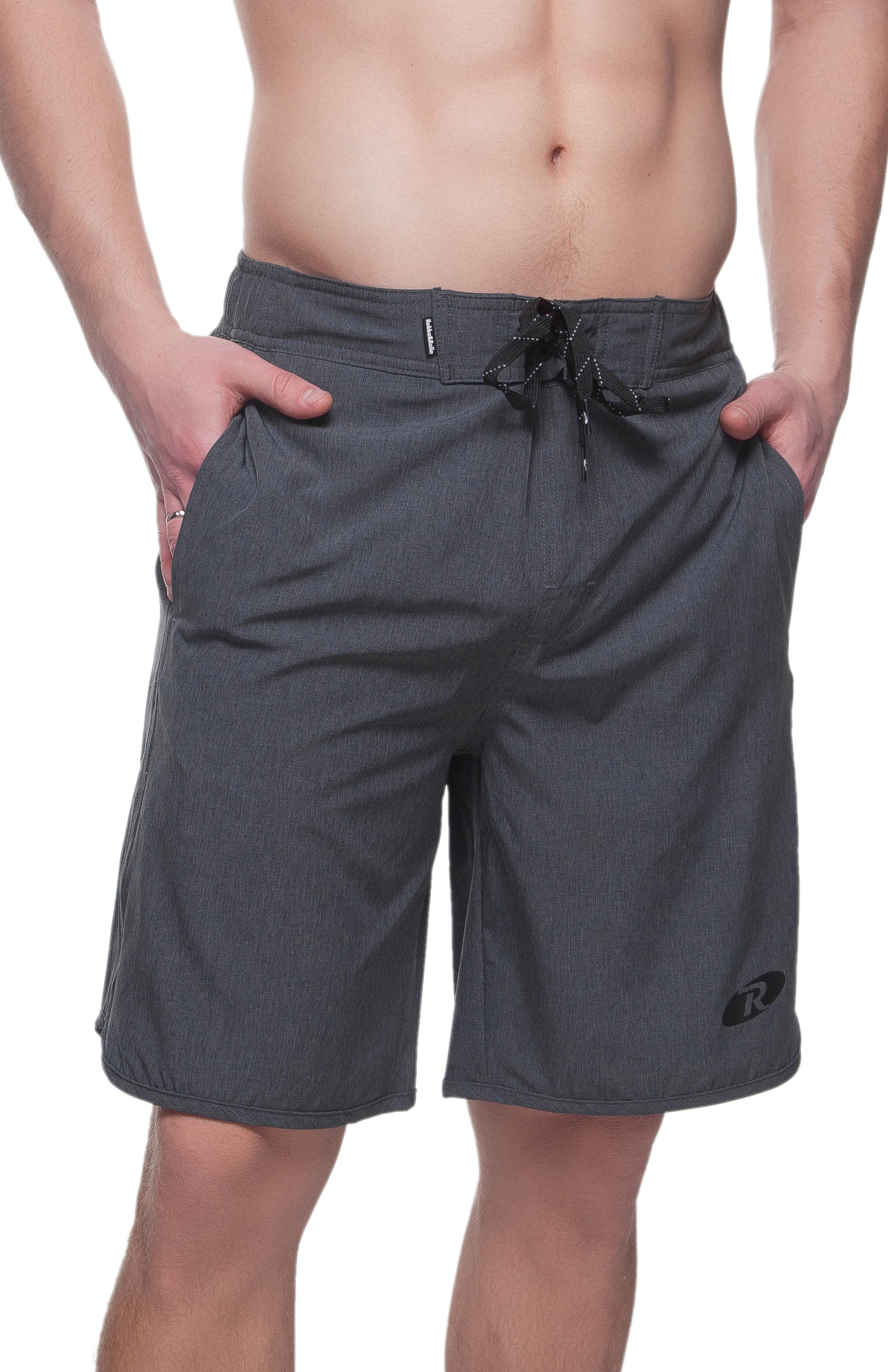 Rokka&Rolla Quick-Dry Stretch Swim Trunks with Adjustable Waistband in Grey Cover