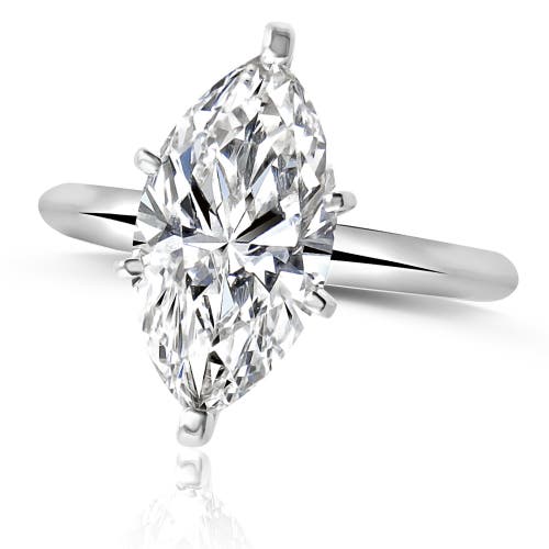 Bliss Diamond 3ct Gold Certified Lab Grown Marquise Diamond Engagement Ring In 14k White Gold
