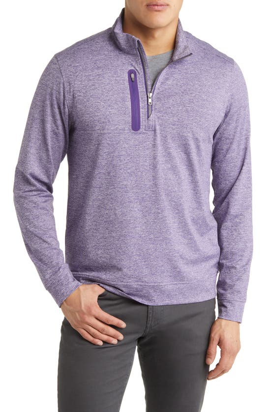 Cutter & Buck Heathered Gray Carolina Panthers Stealth Drytec Quarter-zip Jacket In College Purple