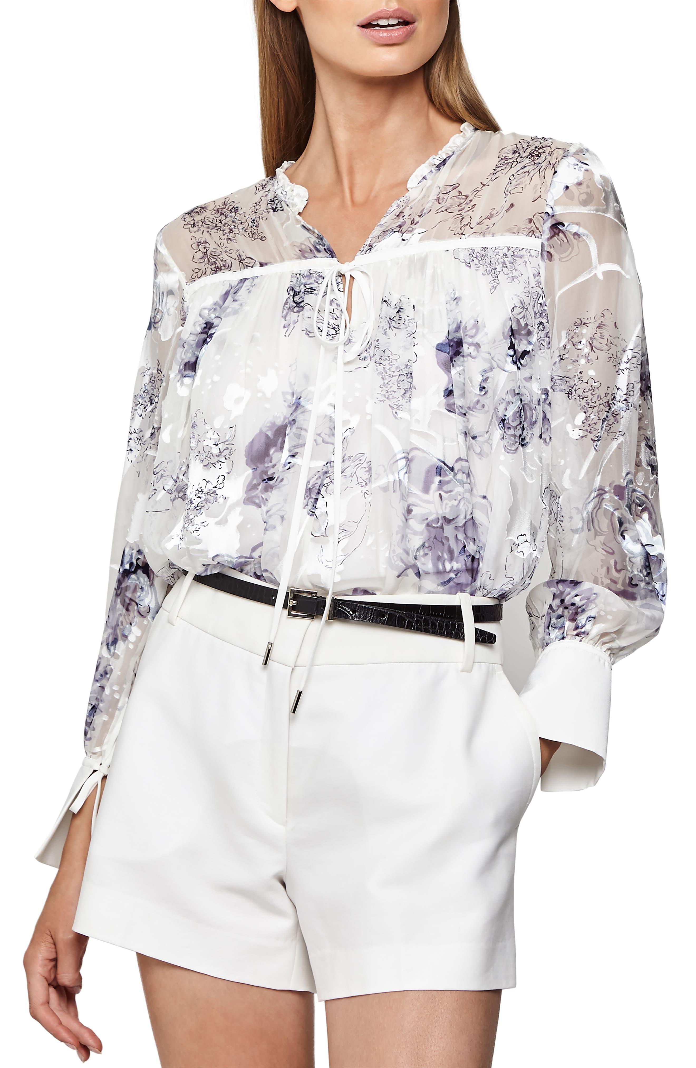 reiss floral burnout dress