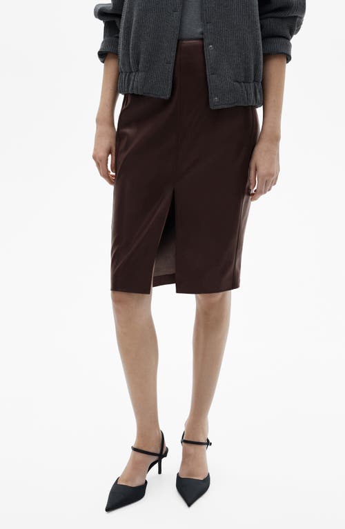 Mango Faux Leather Pencil Skirt In Wine