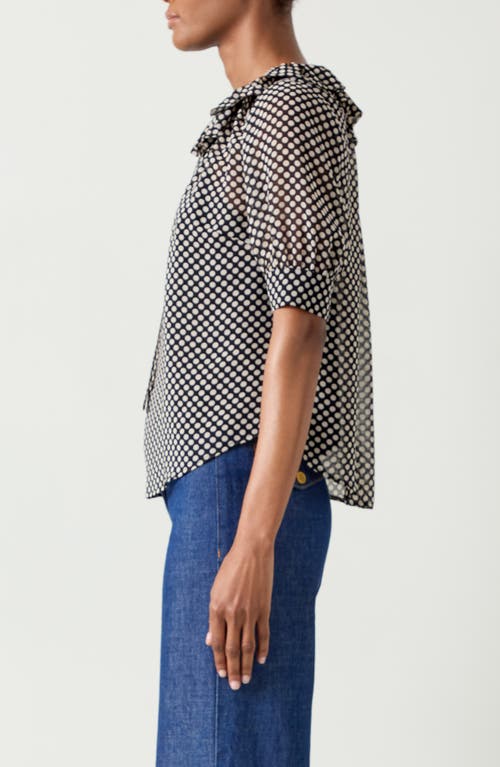 Shop Lk Bennett Coco Polka Dot Tie Neck Top In Black Multi