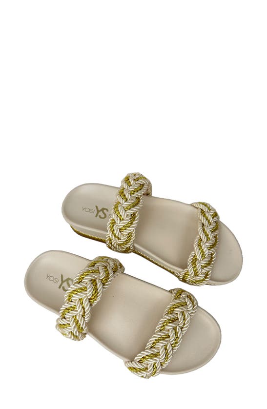 Shop Yosi Samra Michelle Double Strap Slide Sandal In Cream/ Gold